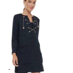 TUCKERNUCK Navy Blue Gold Chain Tie Tweed Kelly Dress Size XL